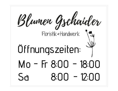 Schild Blumen Gschaider